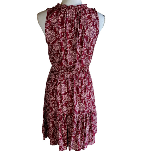 Gap Womens Sleeveless V-neck Flutter Hem Ruffle Dress Red Floral Size XS - Picture 2 of 9